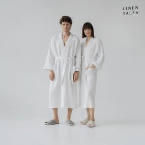 Бял халат за баня размер L/XL Honeycomb - Linen Tales