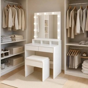 Холивудска козметична тоалетка с табуретка - елегантност, стил и практичност в едно