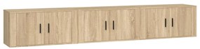 3188361 vidaXL ТВ шкафове за стенен монтаж, 3 бр, сонома дъб, 80x34,5x40 см