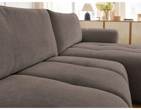 Кафяво-сив сгъваем/с място за съхранение ъглов диван (десен ъгъл) Fuji – Bobochic Paris