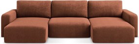 Теракотен шенилов сгъваем/с място за съхранение ъглов диван (U форма) Kona – Makamii