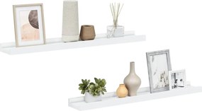 323929 vidaXL Рафтове за фоторамки, 2 бр, бели, 60x9x3 см, МДФ