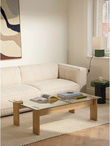 Масичка за кафе със стъклен плот в естествен цвят 86x132 cm Naiko – noo.ma