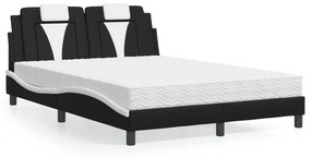 3208801 vidaXL Легло Viana без матрак, черно и бяло, 140x200 см, изкуствена кожа