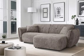 Кафяво-сив шенилов ъглов диван (десен ъгъл) Nelia – Ropez