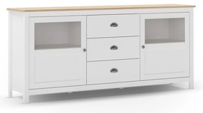 Бял нисък скрин от масивен бор 180x80 cm Misti – Marckeric