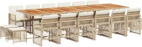 3210832 vidaXL Градински комплект с възглавници 17 части бежов полиратан