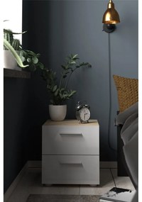 Бяло нощно шкафче в дъбов декор Pepe - Tvilum