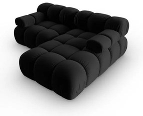 Ъглов диван от черно кадифе (десен ъгъл) Bellis - Micadoni Home