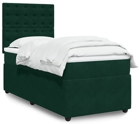 3292205 vidaXL Боксспринг легло с матрак, тъмнозелено, 80x200 см, кадифе