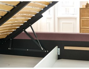 Светлорозово тапицирано двойно легло с място за съхранение с решетка 180x200 cm Jagna - Bobochic Paris