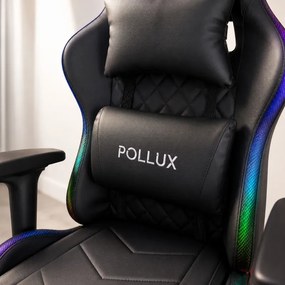 LED геймърски стол с RGB подсветка, възглавници и регулируеми подлакътници