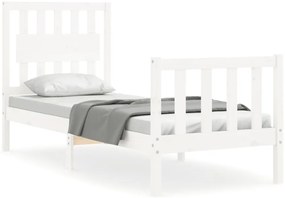 3192387 vidaXL Рамка за легло с табла бяла Small Single дърво масив
