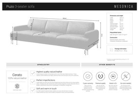 Червено-кафяв кожен диван , 240 cm Puzo - MESONICA