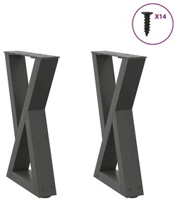 4012702 vidaXL Крака за масичка за кафе, 2 бр., антрацит, 38 x (42-43,3) см, стомана