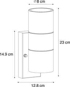 Външен аплик черен 2-светлинен AR70 със сензор светло-тъмно - Duo