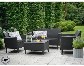 Тъмносив градински комплект за отдих от изкуствен ратан за 4 Salemo – Keter