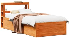 3306353 vidaXL Рамка за легло с табла, восъчнокафяв, 90x200 см, масивно дърво