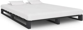 285251 vidaXL Палетна рамка за легло, сива, бор масив, 140х200 см