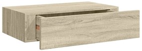 330247 vidaXL Стенен рафт с чекмедже, дъб, 40x23,5x10 см, МДФ