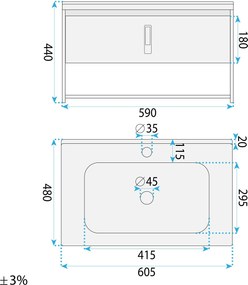 Комплект мебели за баня с мивка Toledo 60cm Grey