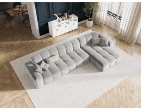 Ъглов диван от светлосиво кадифе (десен ъгъл) Kendal - Micadoni Home