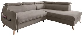 Светлокафяв кадифен ъглов разтегателен диван (десен ъгъл) Sweet Harmony - Miuform