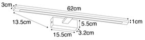 Аплик месинг 62 см с LED IP44 - Jerre