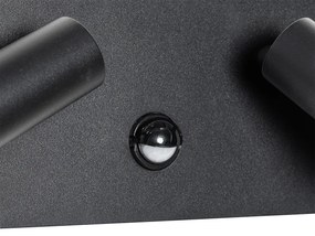 Външна стенна лампа черна с LED 2-светлина сензор за движение - Simon