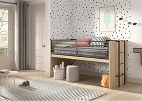 Повдигнато детско легло с включена подматрачна рамка в естествен цвят 90x200 cm Sam – Vipack