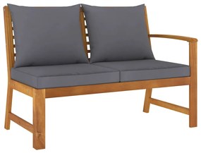 311839 vidaXL Градинска пейка 114,5 см с тъмносива възглавница, акация масив