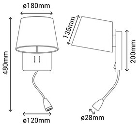 Стенна лампа в бяло-бронзов цвят - SULION