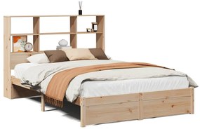 3322391 vidaXL Легло с етажерка за книги, без матрак, 120x200 см, бор масив