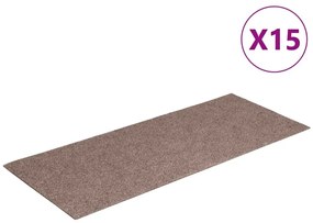 326912 vidaXL Изтривалки за стълби, самозалепващи се, 15 бр., 60x25 см, светлокафяви, правоъгълни