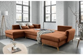 Оранжев U-образен разтегателен диван, ляв ъгъл Scandic Lagom - Miuform