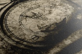 Картина на платно – Античен часовник в сепия