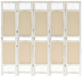 338560 vidaXL Параван за стая, 5 панела, кремав, 175x165 cм, текстил