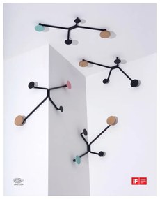 Черна стенна закачалка за външен ъгъл с розов детайл Hook - Gazzda