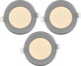 Комплект от 3 броя LED вградени таванни осветителни тела за баня LED/6W/230V IP44, в сребрист цвят