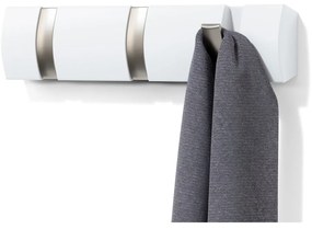 Бяла стенна закачалка от тополово дърво Flip - Umbra