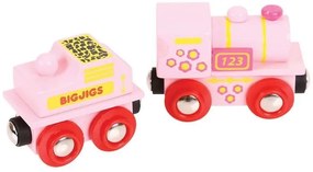 Bigjigs - Дървен розов локомотив 123