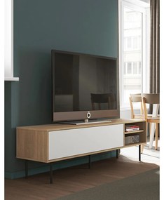 Масичка за телевизор с дъбов декор в бял и естествен цвят 165x40 cm Ampère - TemaHome