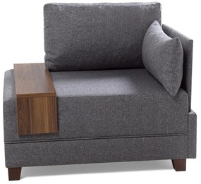 Сив фотьойл с подлакътник от дясната страна и дъска за съхранение Martha Fly - Balcab Home