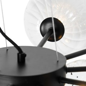 Висяща лампа черна с опушено и прозрачно стъкло 13-светлина - Bonnie