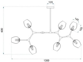 Пендел с 7 рамена Gold Glass Ball APP507-7C