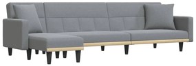 3157232 vidaXL Г-образно разтегателно канапе светлосиво 275x140x70 см плат