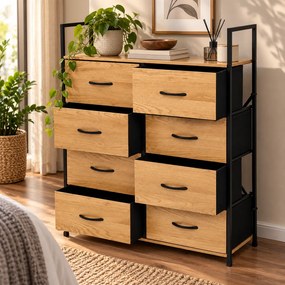 Комод с 8 текстилни чекмеджета и метална конструкция 107 x 80 x 24 см