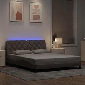 3310682 vidaXL Рамка за легло със светодиод без матрак Taupe 160x200 cm Fabric