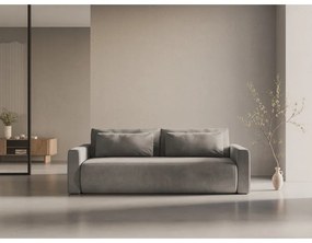 Светлосив кадифен разтегателен диван с място за съхранение 238 cm Belfast – Cosmopolitan Design