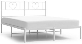 355509 vidaXL Метална рамка за легло с горна табла, бяла, 120x190 см